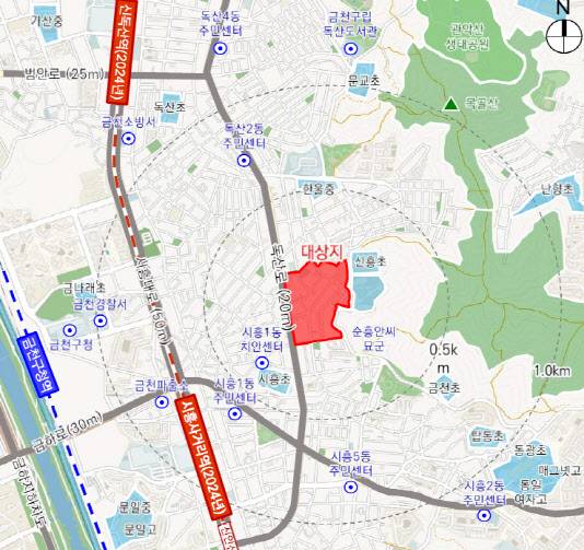 시흥1구역 주택정비형 재개발사업 위치도.(사진=금천구)