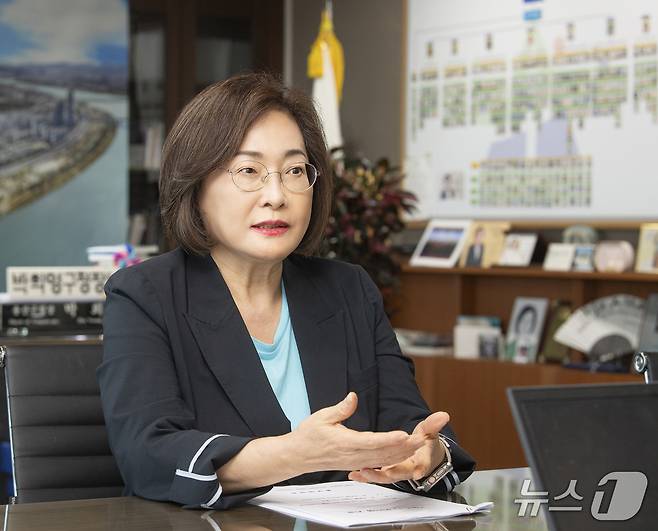 박희영 용산구청장이 지난달 23일 서울 용산구청에서 뉴스1과 인터뷰를 하고 있다.(용산구 제공)