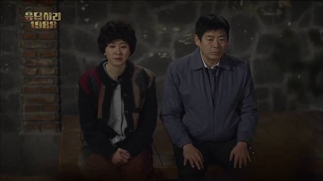 A scene from the tvN drama series ″Reply 1988″ (2015), starring actor Lee Il-hwa, left, who plays a housewife and mother and is portrayed as an ajumma (middle-aged woman) [TVN]