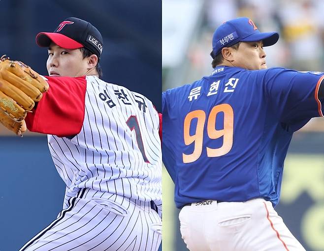 ▲ LG 임찬규(왼쪽)와 한화 류현진이 프로 데뷔 후 첫 선발 맞대결을 펼쳤다. 임찬규가 7이닝 1실점, 류현진이 6이닝 무실점으로 나란히 호투한 가운데 경기에서는 LG가 2-1 끝내기 승리를 거뒀다. ⓒ LG 트윈스, 한화 류현진.