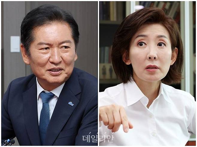 정청래 더불어민주당 대표(사진 왼쪽)와 나경원 국민의힘 의원 ⓒ데일리안 홍금표 기자