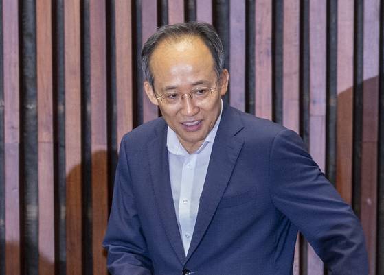 추경호 국민의힘 의원이 지난 4일 국회에서 열린 의원총회에 입장하고 있다. 연합뉴스