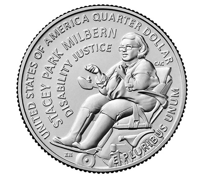미국에서 한국계 여성 장애인 인권운동가의 모습이 새겨진 25센트 동전(쿼터)이 11일(현지시간)부터 시중에 유통된다.  미 조폐국 홈페이지