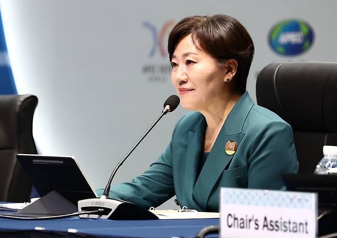 농림축산식품부는 10일 인천 송도에서 열린 아시아태평양경제협력체(APEC) 식량안보 장관회의에서 21개 회원경제체가 농식품 혁신을 위한 장관선언문을 채택했다고 밝혔다. 사진은 이날 열린 APEC 식량안보 장관회의 모습. 2025.8.10 [농림축산식품부 제공]
