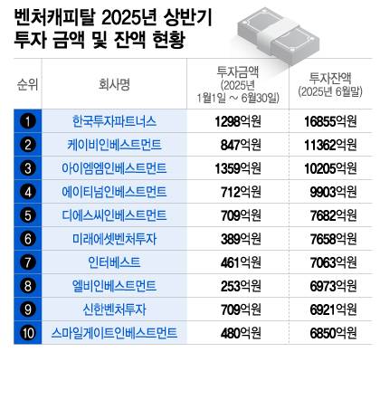 2025년 상반기 VC 투자 잔액 순위 /그래픽=이지혜