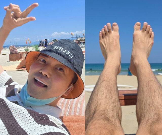 전현무가 풍성한 다리털을 자랑했다. / 전현무 소셜미디어