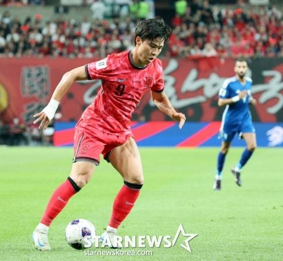 지난 6월 서울월드컵경기장에서 북중미월드컵 최종예선 마지막 경기인 쿠웨이트전에 출전한 오현규. /사진=강영조 선임기자