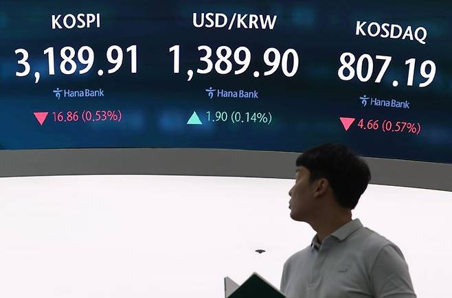 12일 서울 중구 하나은행 딜링룸에서 직원이 업무를 보고 있다. ⓒ연합뉴스