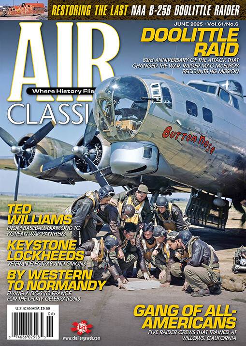 둘리틀 특공대의 윌로우스 훈련을 다룬 특집 기사가 실린 미국 에어 클래식 2025년 6월호 표지. 에어 클래식 누리집 갈무리