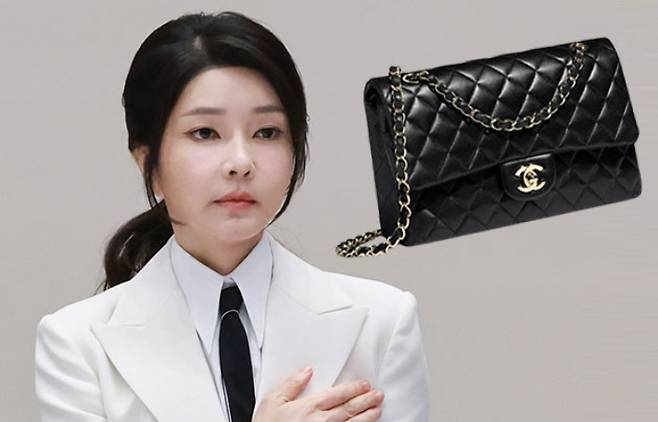 김건희씨와 샤넬 가방 이미지. 대통령실 홈페이지·샤넬 홈페이지 캡처