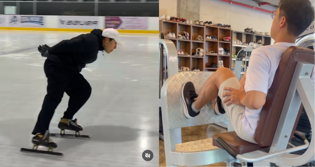 ▲양육비 미지급자 신상공개 사이트 '배드파더스'와 언론 인터뷰를 통해 양육비 미지급 사실을 알린 전처 A 씨를 고소한 김동성 씨가 현처 인민정 씨의 SNS를 통해 공개한 쇼트트랙·운동 영상ⓒ인민정 인스타그램 갈무리