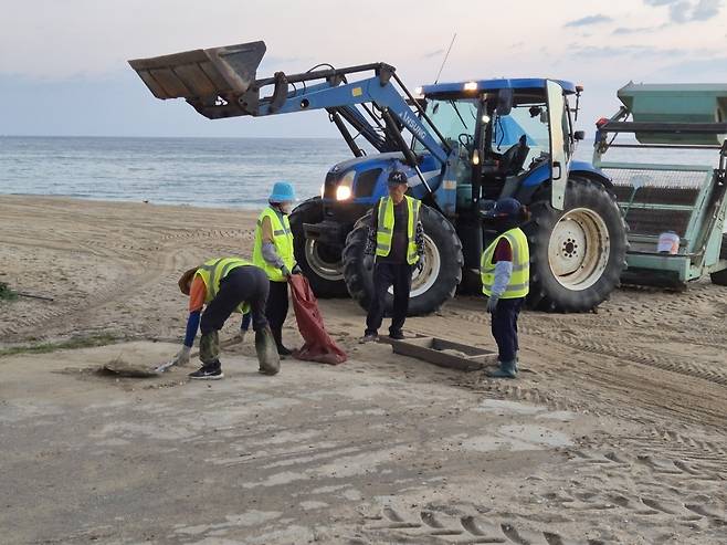 경포해수욕장 백사장 청소 [강릉시 제공. 재판매 및 DB 금지]