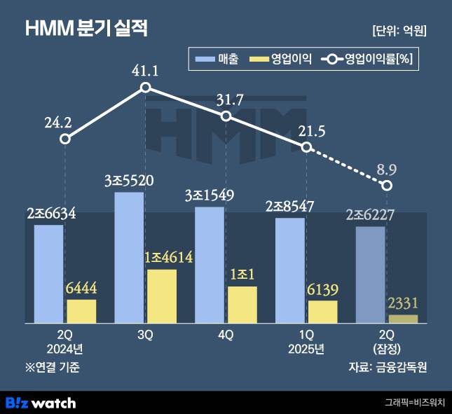 HMM 분기 실적 변화./그래픽=비즈워치