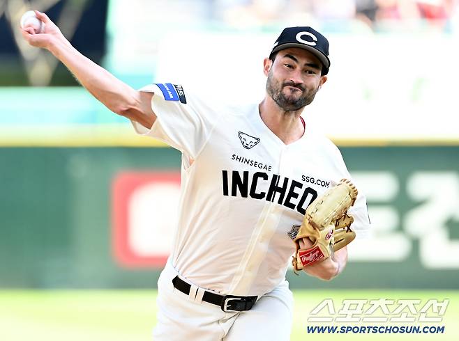 29일 인천SSG랜더스필드에서 열린 한화와 SSG의 경기, SSG 선발투수 화이트가 역투하고 있다. 인천=허상욱 기자wook@sportschosun.com/2025.06.29/