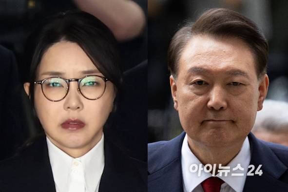 윤석열 전 대통령 부인 김건희 씨가 12일 오후 서울 서초구 서울중앙지방법원에서 열린 구속 전 피의자 심문(영장실질심사)을 마치고 법원을 나서고 있다.(왼쪽) 12·3 비상계엄과 관련해 특검의 수사를 받는 윤석열 전 대통령이 두 번째 구속 전 피의자 심문(영장실질심사)을 받기 위해 지난 7월 9일 오후 서울 서초구 중앙지법으로 출석하고 있다. [사진=공동취재]