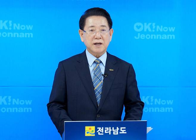 [무안=뉴시스] 13일 이재명 정부 5개년 국정과제 발표와 관련, 김영록 전남지사가 환영의 뜻을 밝히고 있다. (사진 제공 = 전남도). 2025.08.13. photo@newsis.com *재판매 및 DB 금지