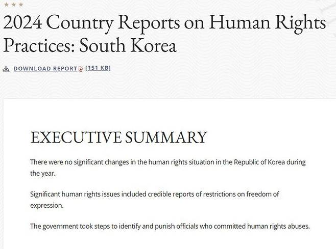 미국 국무부 국가별 인권보고서 한국편