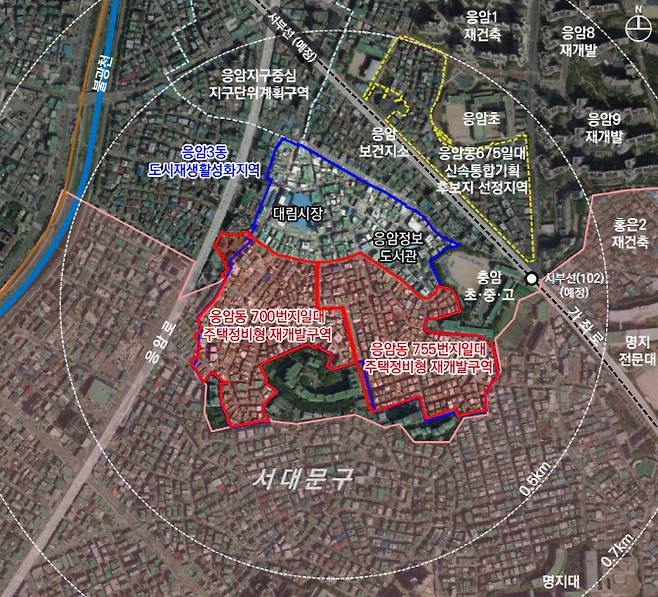 서울 은평구 응암동 다래마을 700번지, 755번지 일대 재개발 사업 위치도. (사진=서울시 제공)