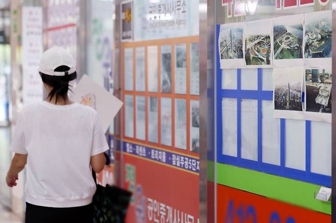 서울 시내 한 부동산에 매물 정보 게시판이 비어있는 모습. 뉴시스