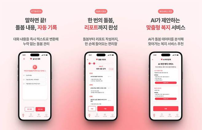 안심하이를 사용하면 돌봄 인력은 업무 부담을 덜고 복지 담당자는 업무 효율을 높일 수 있다 / 출처=안심하이