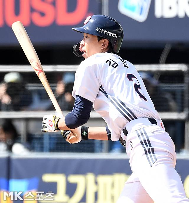 14일 잠실 NC전에서 승리의 일등 공신이 된 김민석. 사진=천정환 기자