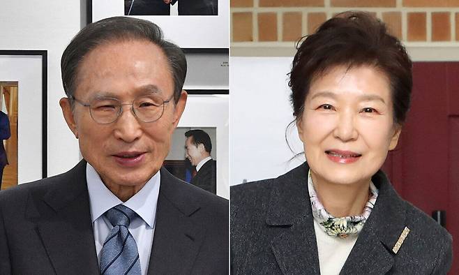 이명박(왼쪽)·박근혜 전 대통령. 연합뉴스