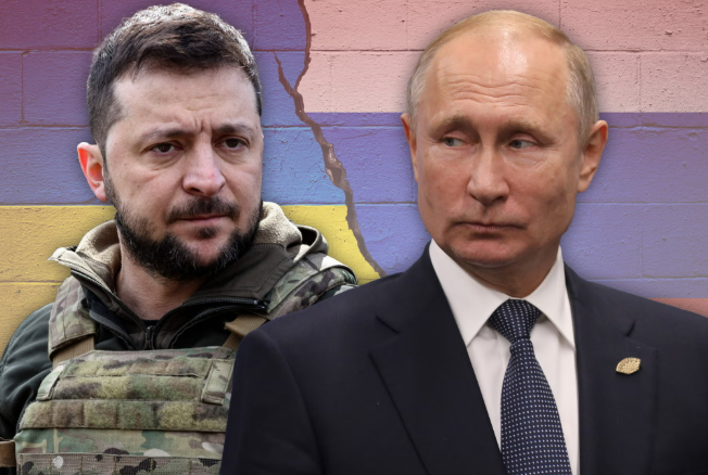 왼쪽부터 젤렌스키 우크라이나 대통령, 푸틴 러시아 대통령 자료사진