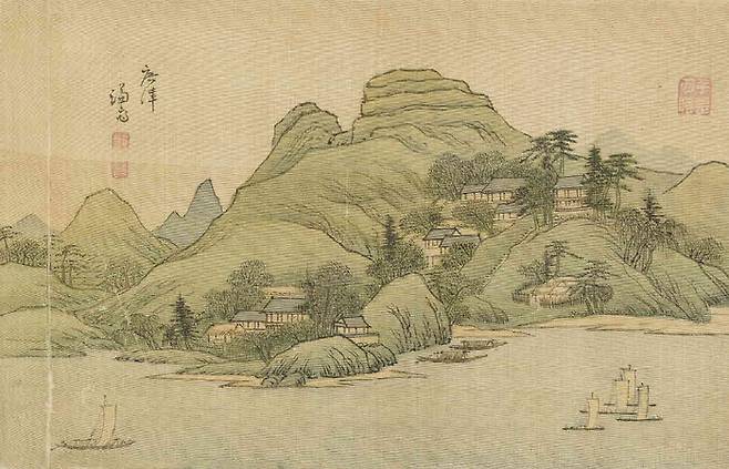 겸재 정선이 아차산 일대를 묘사한 ‘광진’.