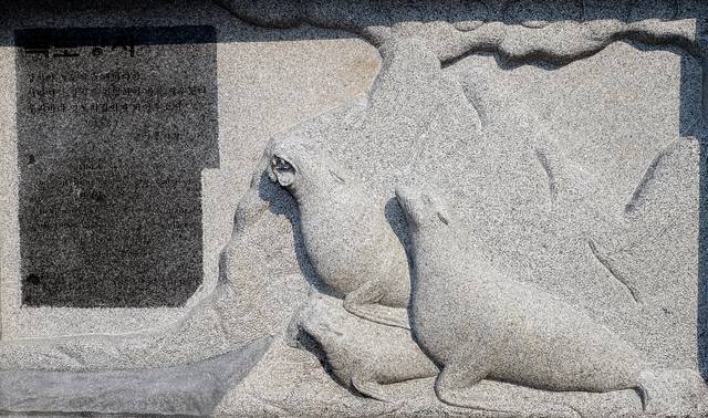 해양수산부가 지난 2015년 광복 70주년을 맞아 독도에 강치가 돌아오기를 기원하는 ‘독도 강치(바다사자) 기원 벽화’를 설치했다. 뉴시스