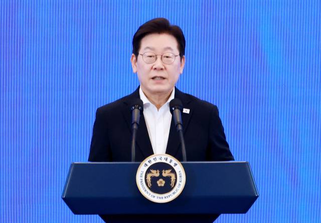 ▲이재명 대통령이 13일 청와대 영빈관에서 열린 국정기획위원회 국민보고대회에서 발언하고 있다. ⓒ연합뉴스