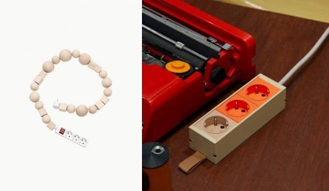 블레스 우드볼 멀티탭 제품과 LLS 컬러멀티탭. 사진=오늘의집, SNS