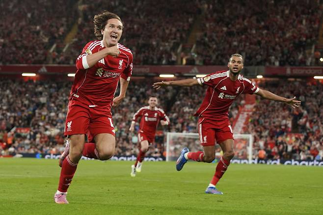 [안필드=AP/뉴시스] 잉글랜드 프로축구 프리미어리그(EPL) 리버풀의 페데리코 키에사. 2025.08.15.