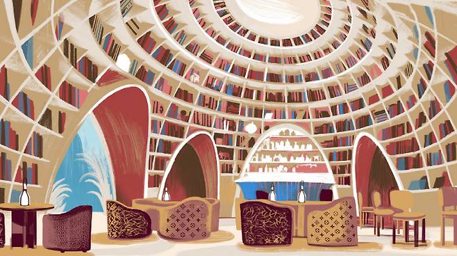 루이비통이 서울 강남구 청담동의 루이비통 메종 서울 4층에 문여는 레스토랑 '르 카페 루이비통'의 일러스트 사진. 루이비통 제공