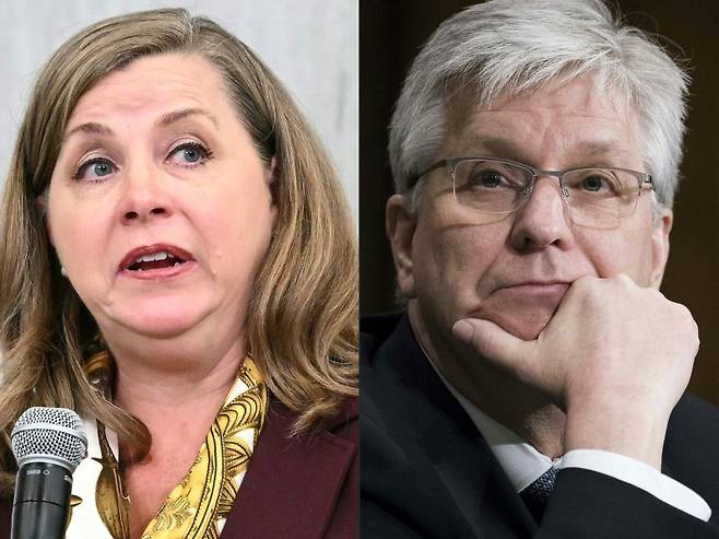 미국 중앙은행 연방준비제도(연준)내에서 금리 인하를 주장하고 있는 미셸 보먼 이사(왼쪽)와 크리스토퍼 월러 이사.AFP연합뉴스