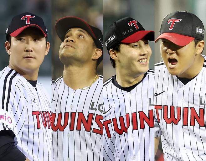 왼쪽부터 LG 손주영, 치리노스, 임찬규, 송승기. IS 포토