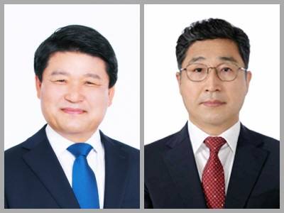 ▲ (왼쪽부터) 제9대 총장임용후보자 1순위 최부홍 교수, 2순위 양원재 교수 [국립목포해양대학교]