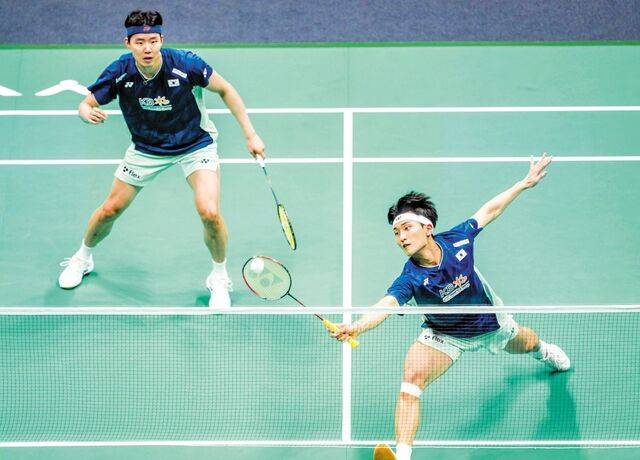 지난 5월 세계배드민턴연맹(BWF) 수디르만컵에 나선 서승재-김원호 조. 신화뉴시스