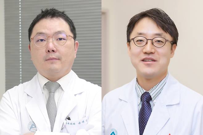 (왼쪽부터) 서울아산병원 심장혈관흉부외과 유재석·심장내과 박덕우 교수