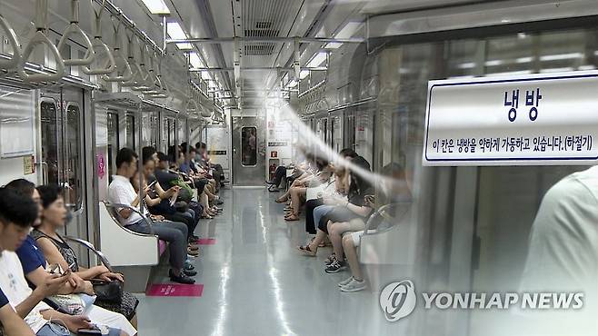 지하철, 더 시원한 칸은 어디? (CG) [연합뉴스TV 제공]