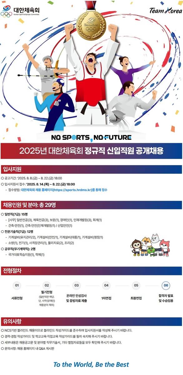 대한체육회 신입사원 공개 채용 [대한체육회 제공. 재판매 및 DB 금지]