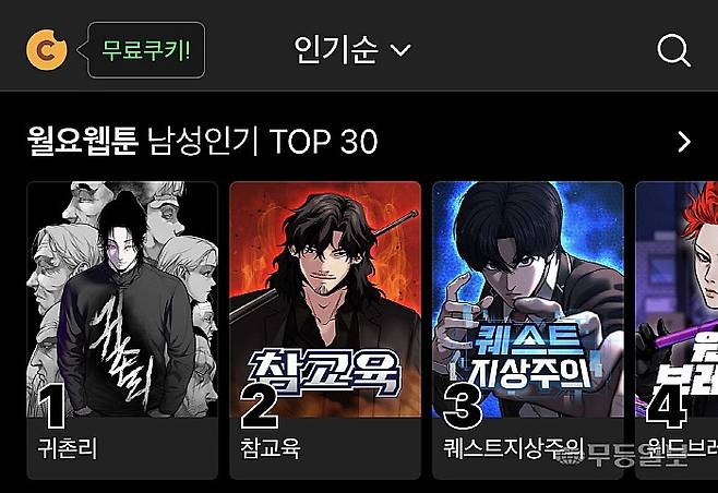 네이버 월요 웹툰 '귀촌리'는 론칭 후 일간 인기 웹툰 1위를 기록하도 했다.