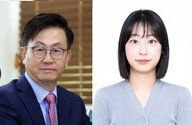 엄우용 포스텍 교수(왼쪽)와  첨단원자력공학부 박사과정 김효주 씨.