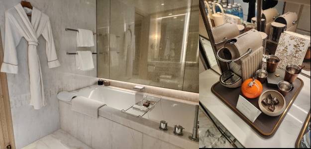 샌즈 컬렉션의 욕실과 간단한 다과를 즐길 수 있는 바