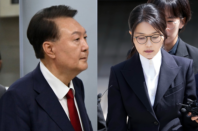 윤석열 전 대통령과 부인 김건희 씨.