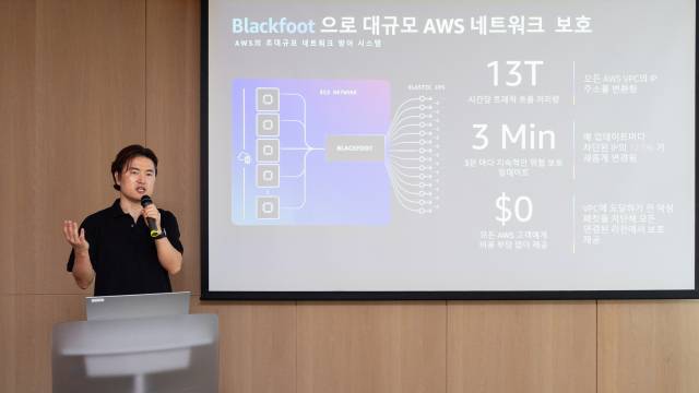 신은수 AWS 수석 보안 전문 솔루션즈아키텍트가 19일 서울 강남구 AWS 사옥에서 열린 기자간담회에서 AI 에이전트 보안 전략을 소개하고 있다. 사진제공=AWS