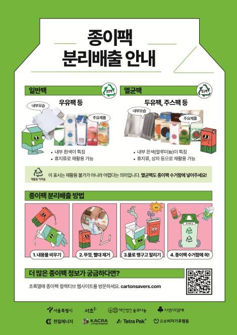 종이팩 분리배출 안내 포스터 [서울시 제공. 재판매 및 DB 금지]