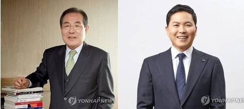 왼쪽부터 윤동한 콜마그룹 회장, 윤상현 부회장 [연합뉴스 자료사진]