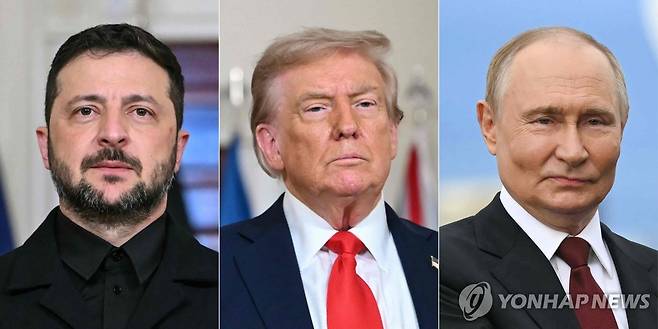 왼쪽부터 젤렌스키, 트럼프, 푸틴 [AFP 연합뉴스 자료사진. 재판매 및 DB 금지]