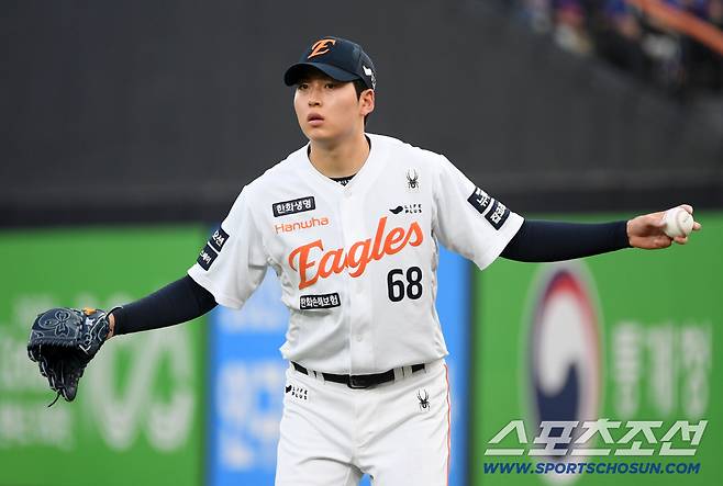 20일 대전 한화생명볼파크에서 열린 한화 이글스와 두산 베어스의 경기. 한화 조동욱이 숨을 고르고 있다. 대전=박재만 기자 pjm@sportschosun.com/2025.08.20/
