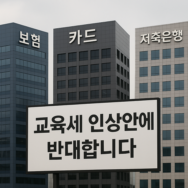 정부의 교육세 인상안에 대해 2금융권이 반대 의견을 내는 모습을 챗GPT가 묘사한 이미지. 챗GPT